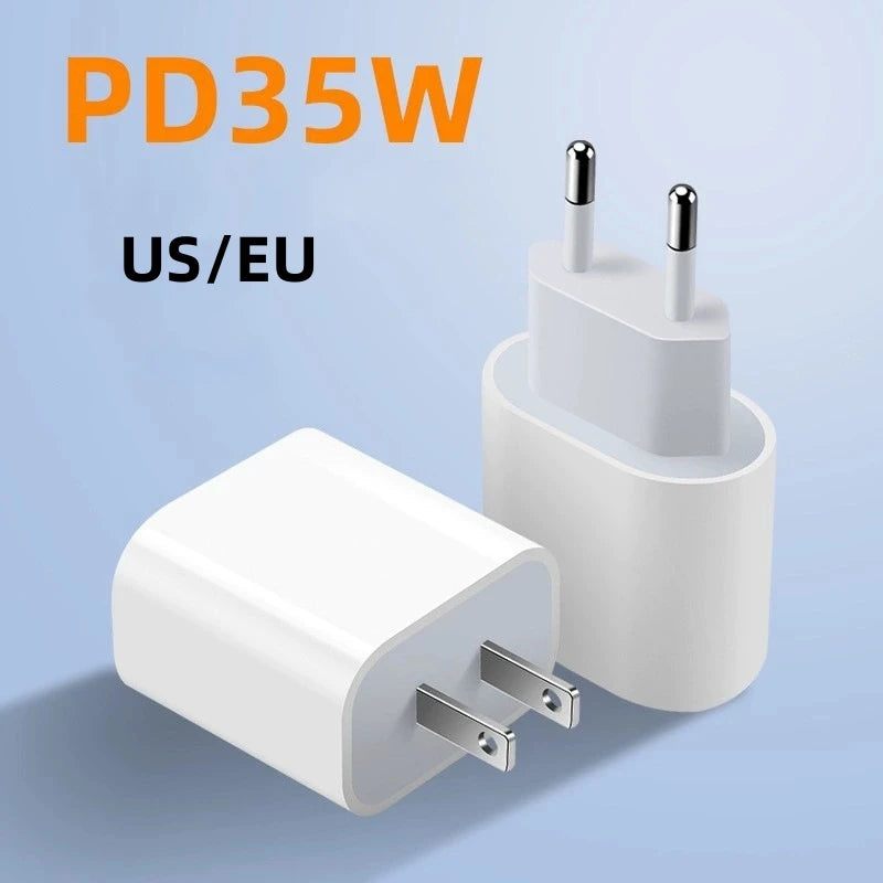 35W PD Fast Wall Charger for iPhone 15 14 Plus 11 12 13 Pro Max X XR XS 8 EU US Plug Quick Charging USB-C Power Adapter With Box