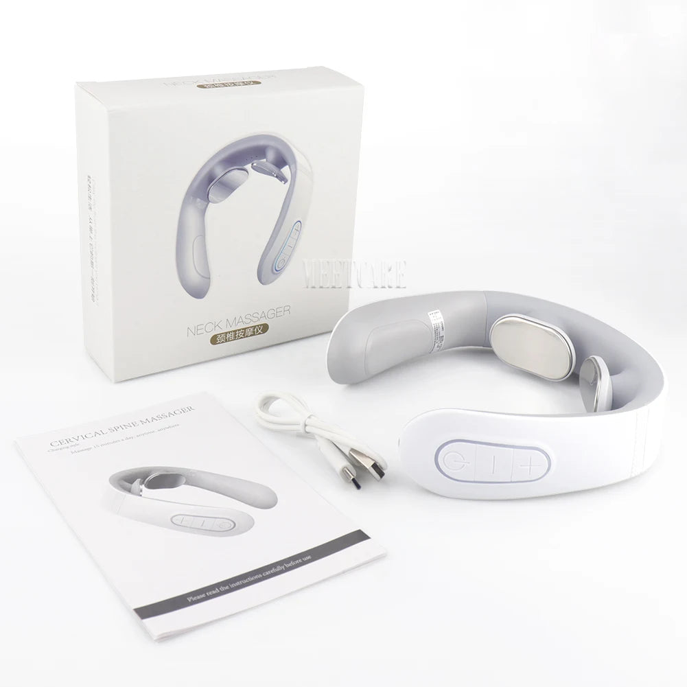 TENS Pulse Back Neck Massage Wireless Smart Sholder Cervical Massager Heating Relief Pain Muscle Punch Beating Health
