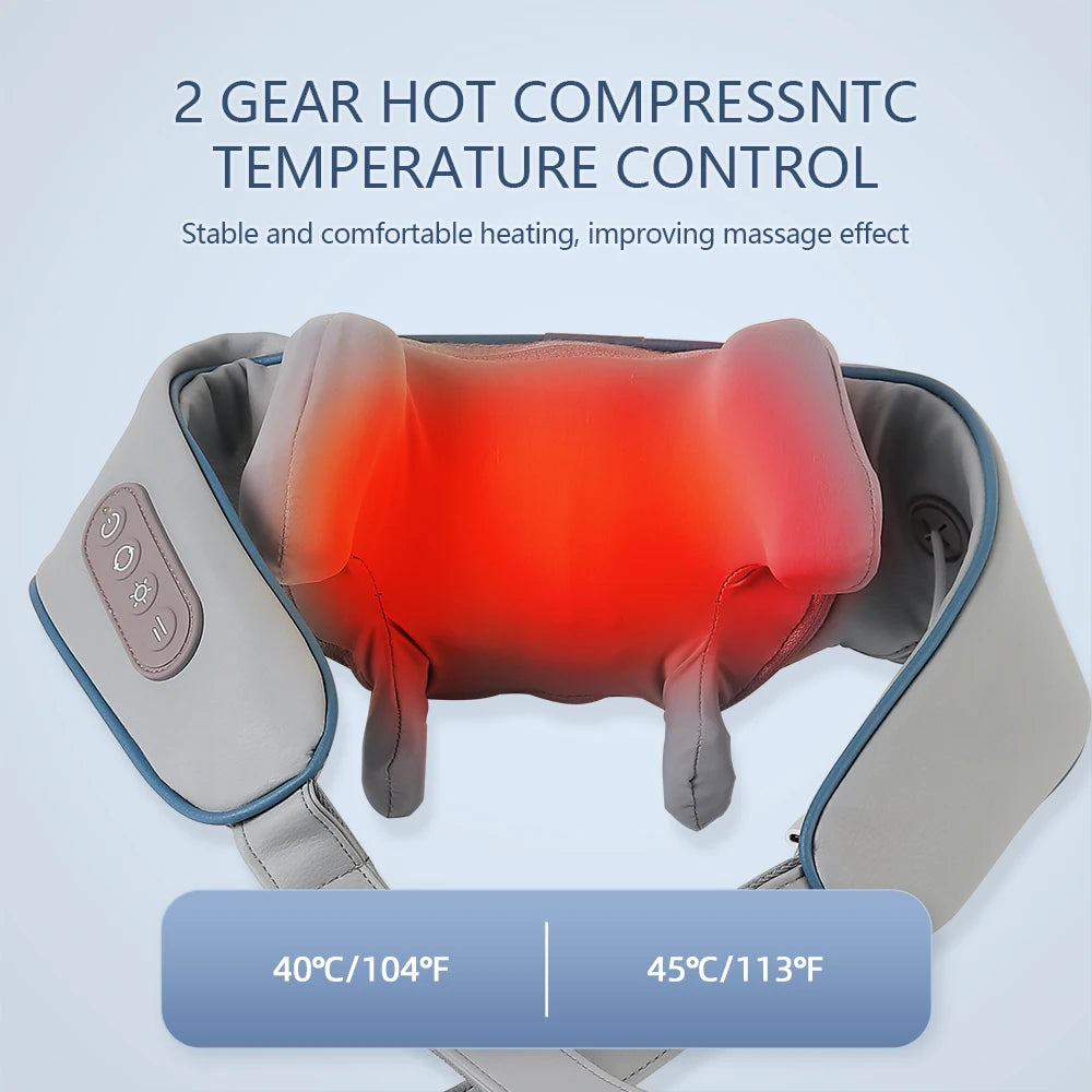 Foreverlily 26W Brushless Motor Neck And Shoulder Massager Wireless Shoulder And Back Kneading Massage Shawl Neck masajeador