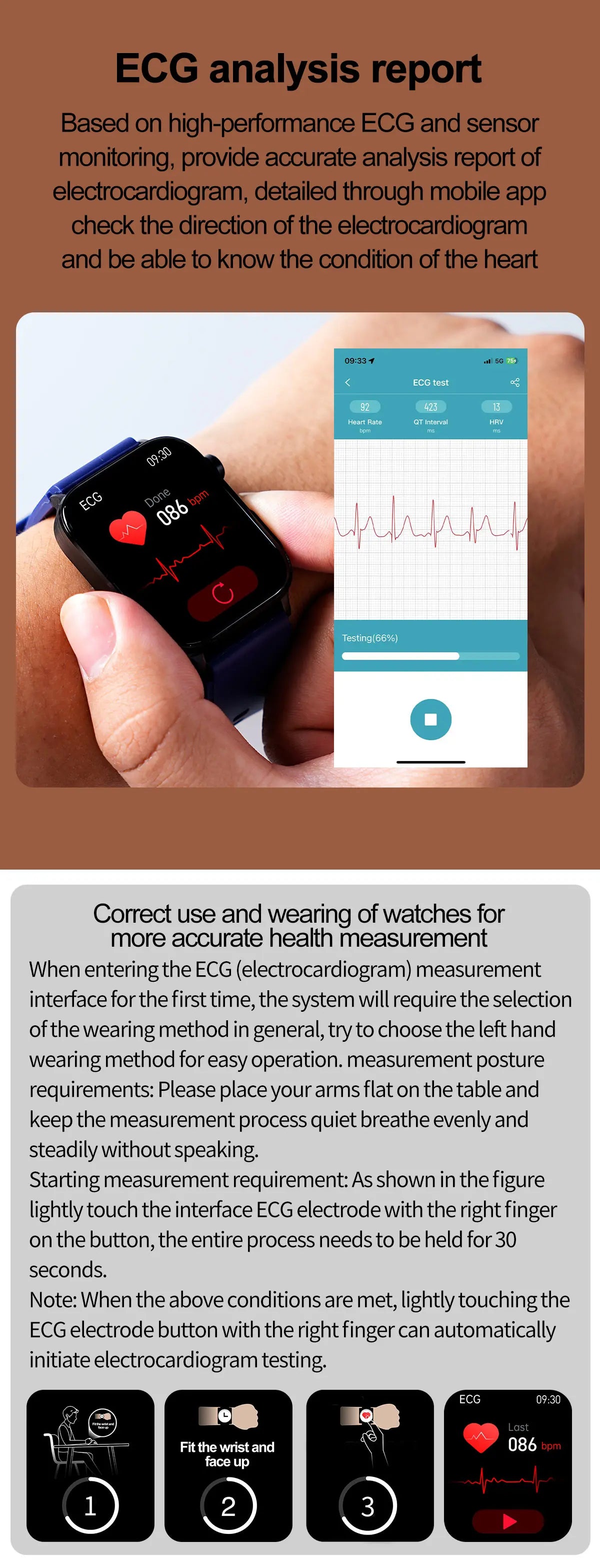 2024New AI Medical Diagnosis Blood Lipids Uric Acid Blood Glucose Smart Watch Men ECG+PPG Voice Bluetooth Call Health Smartwatch