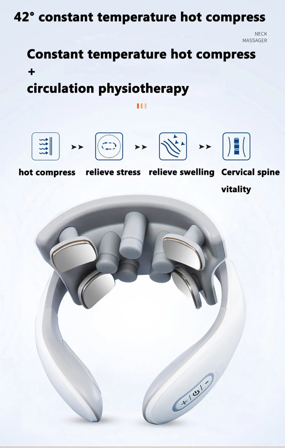 Smart Neck Massage Instrument Portable Shoulder Neck Massage Cervical Vertebra Health Care Vibrator Heating Compress Massage