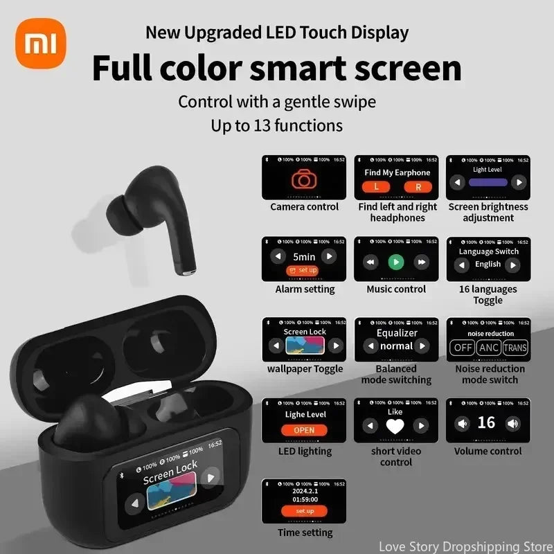 Xiaomi Redmi Touch Control Earbuds Color Screen Bluetooth Wireless In-Ear Ultra Long Battery Life Advanced Noise Cancellation