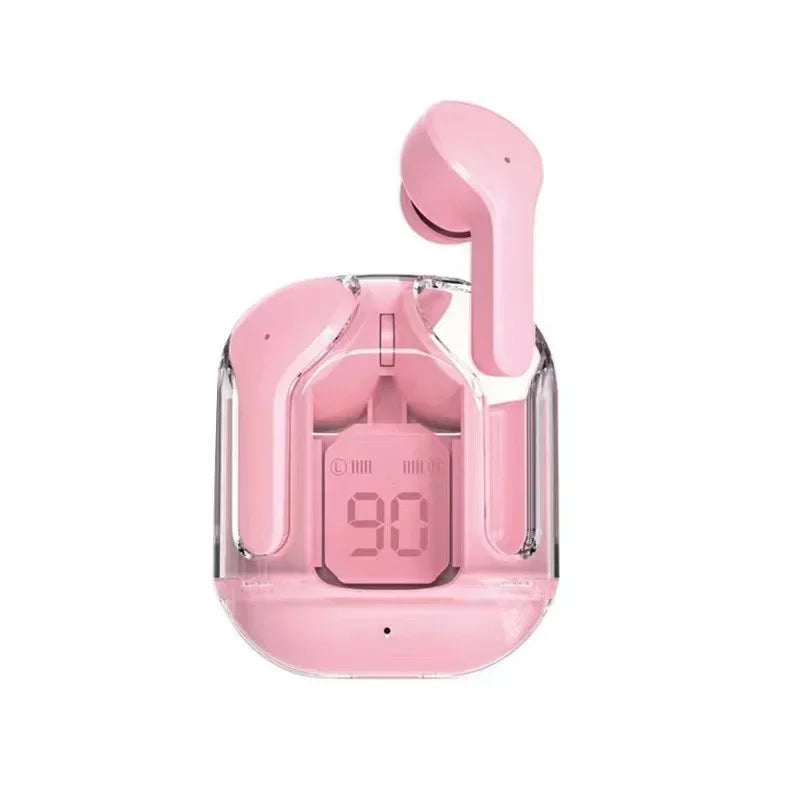 Auriculares inalámbricos TWS con Bluetooth, audífonos deportivos con cancelación de ruido, HiFi estéreo, pantalla Digital, estuche de carga transparente