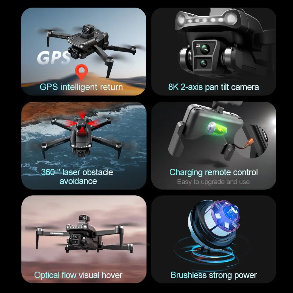 Original V198GPS Drone ESC 8K Profesional sin escobillas láser evitación de obstáculos aéreo óptico plegable Quadcopter Mini Dron nuevo