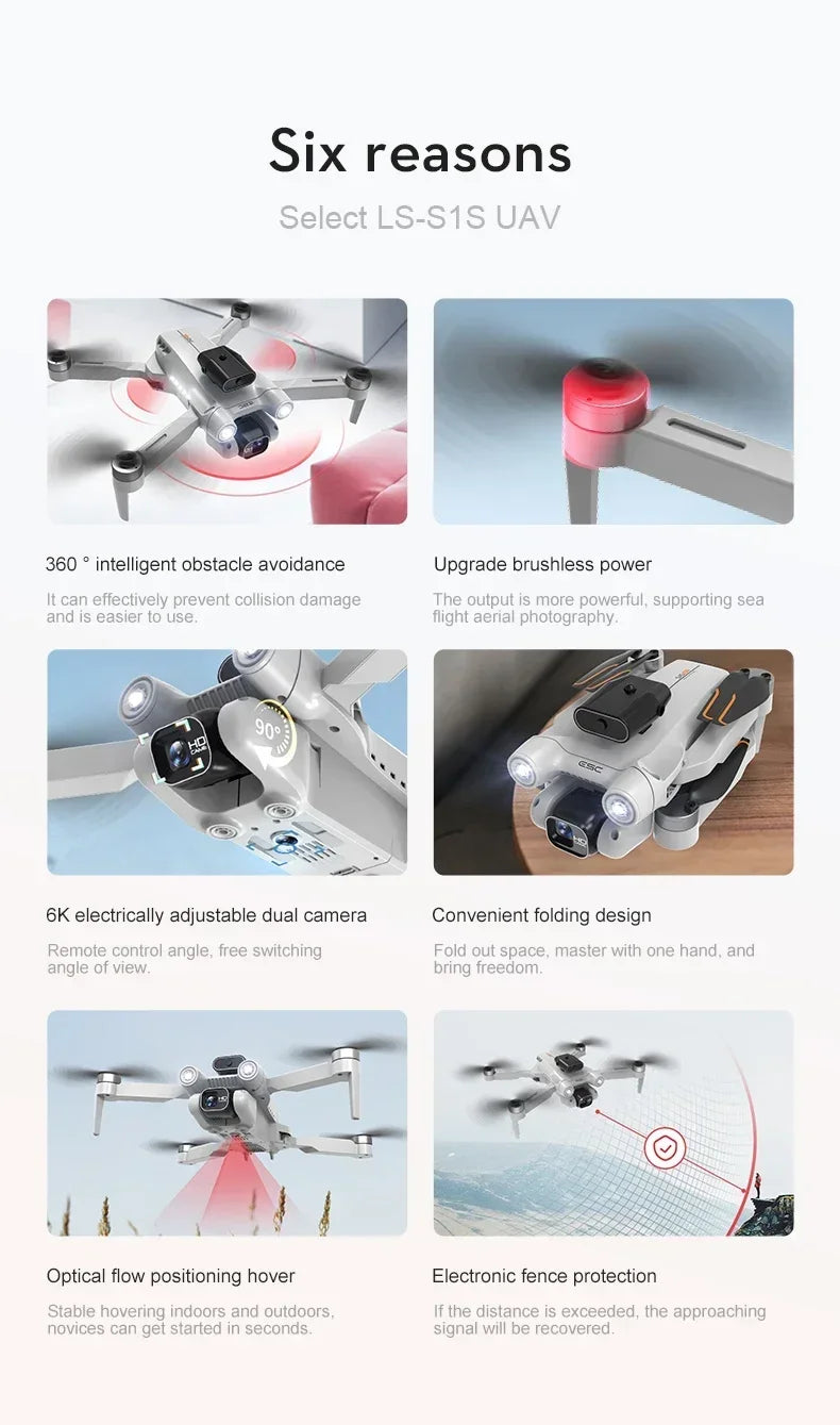 New 2024 S1S Mini Drone 8K Profesional HD Camera Obstacle Avoidance Aerial Photography Brushless Foldable Quadcopter Dron Toys