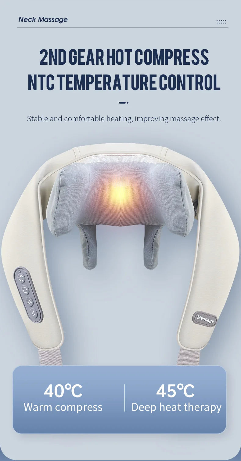 Foreverlily 26W Brushless Motor Neck And Shoulder Massager Wireless Shoulder And Back Kneading Massage Shawl Neck masajeador