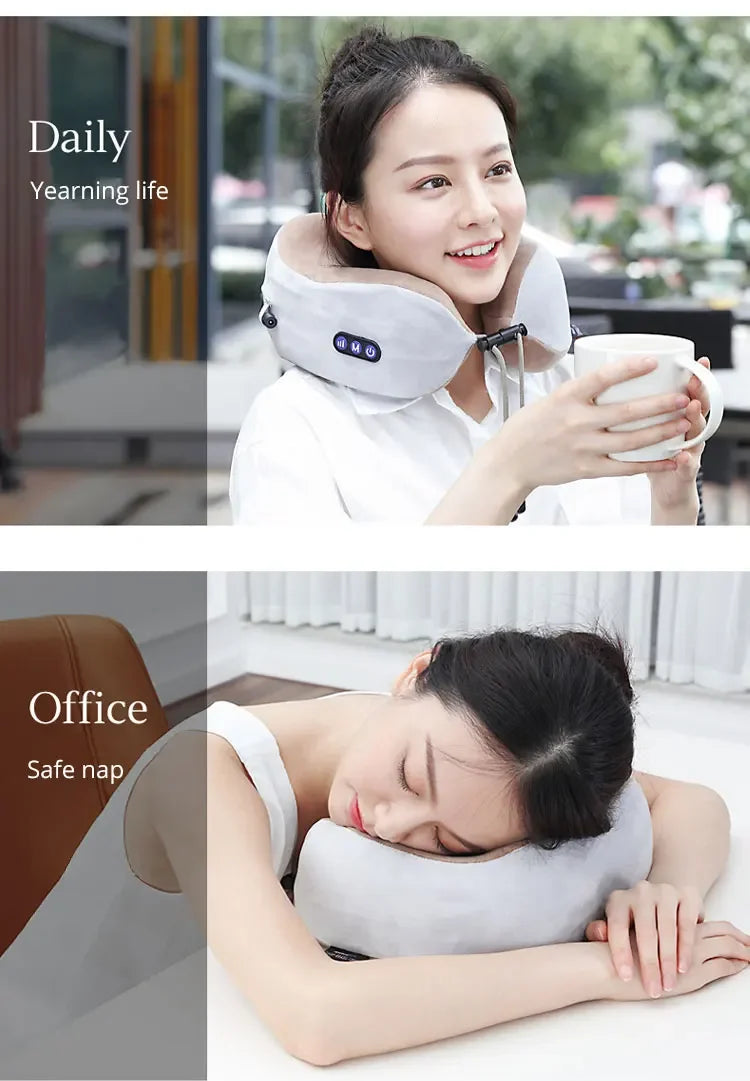 Rechargeable Neck Massager U shaped Pillow Multifunctional Portable Shoulder Cervical Massager Outdoor Home Car Relaxing Massage