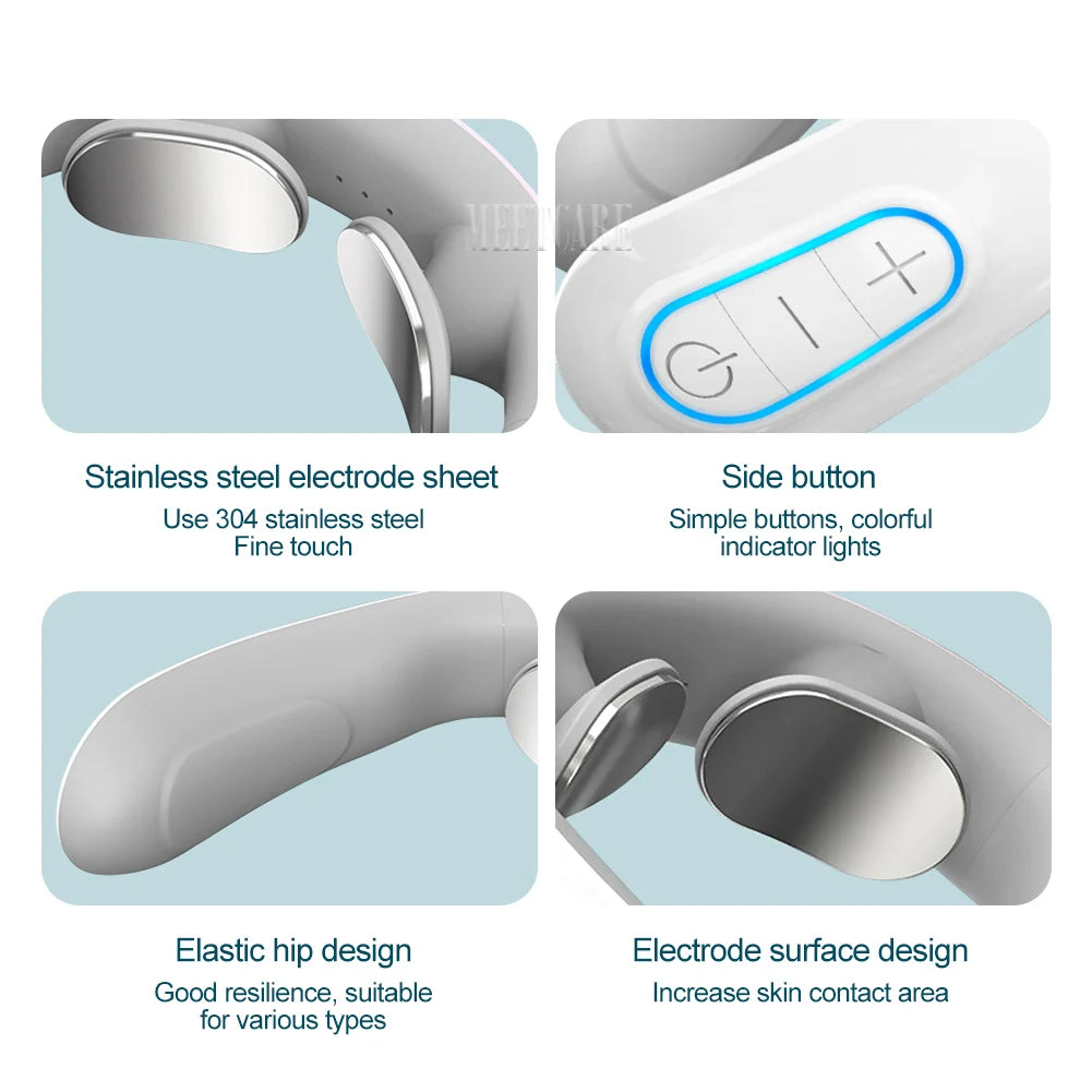 TENS Pulse Back Neck Massage Wireless Smart Sholder Cervical Massager Heating Relief Pain Muscle Punch Beating Health