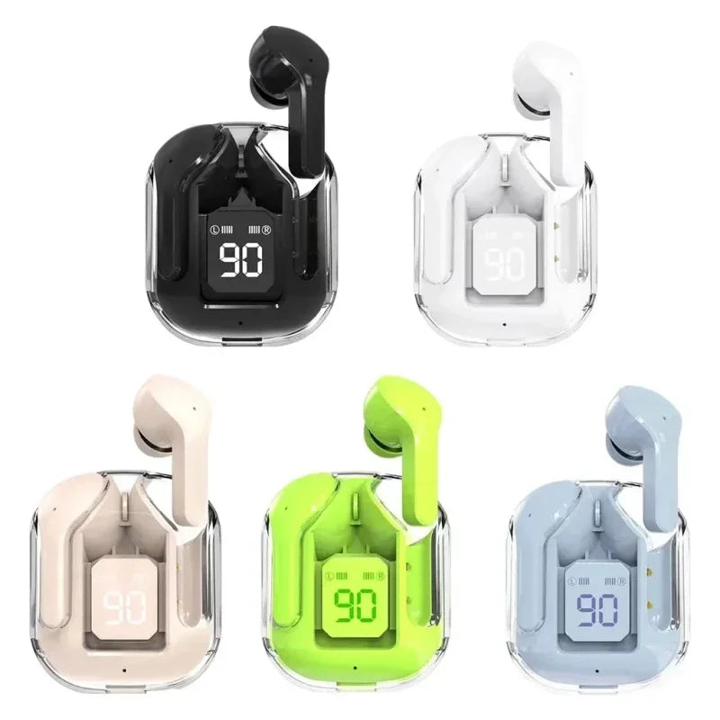 Auriculares inalámbricos TWS con Bluetooth, audífonos deportivos con cancelación de ruido, HiFi estéreo, pantalla Digital, estuche de carga transparente
