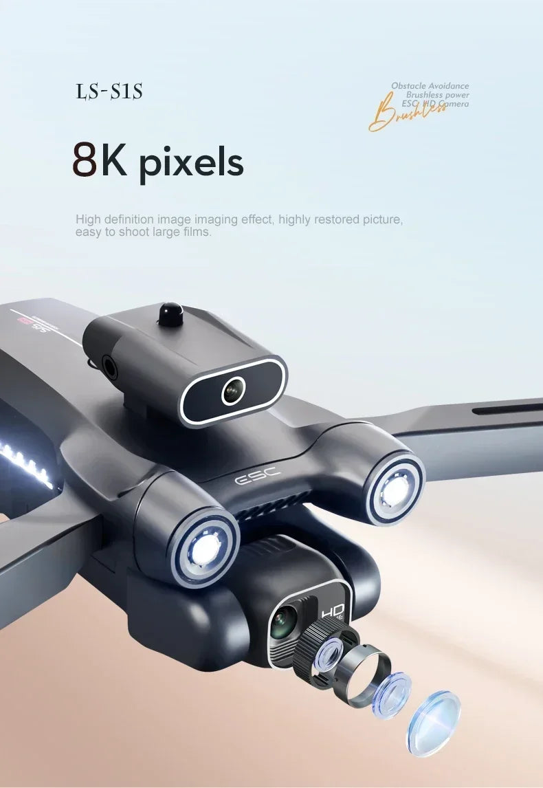 New 2024 S1S Mini Drone 8K Profesional HD Camera Obstacle Avoidance Aerial Photography Brushless Foldable Quadcopter Dron Toys