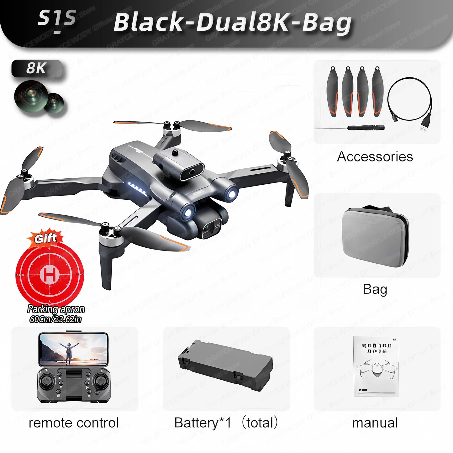 New 2024 S1S Mini Drone 8K Profesional HD Camera Obstacle Avoidance Aerial Photography Brushless Foldable Quadcopter Dron Toys