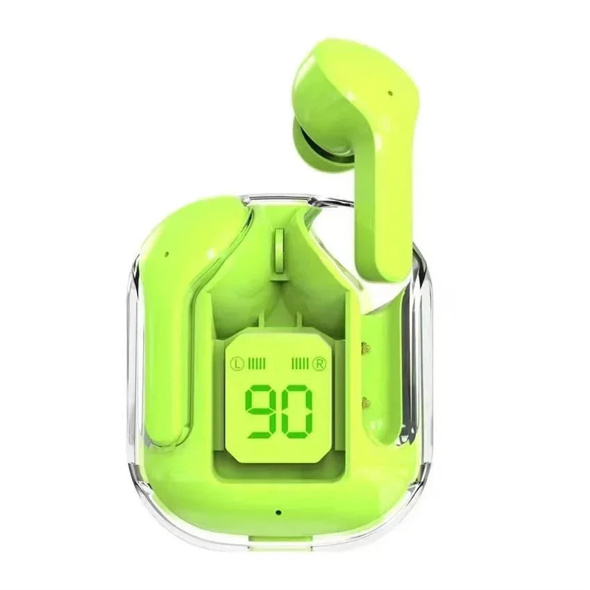 Auriculares inalámbricos TWS con Bluetooth, audífonos deportivos con cancelación de ruido, HiFi estéreo, pantalla Digital, estuche de carga transparente