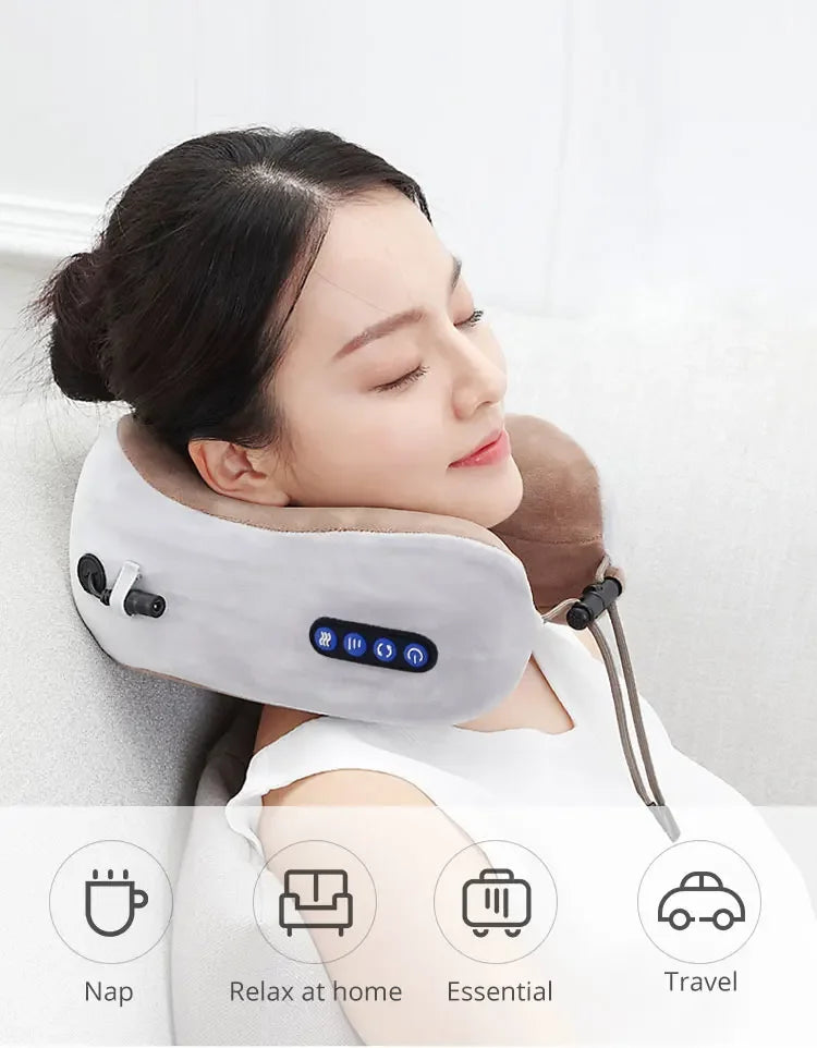 Rechargeable Neck Massager U shaped Pillow Multifunctional Portable Shoulder Cervical Massager Outdoor Home Car Relaxing Massage