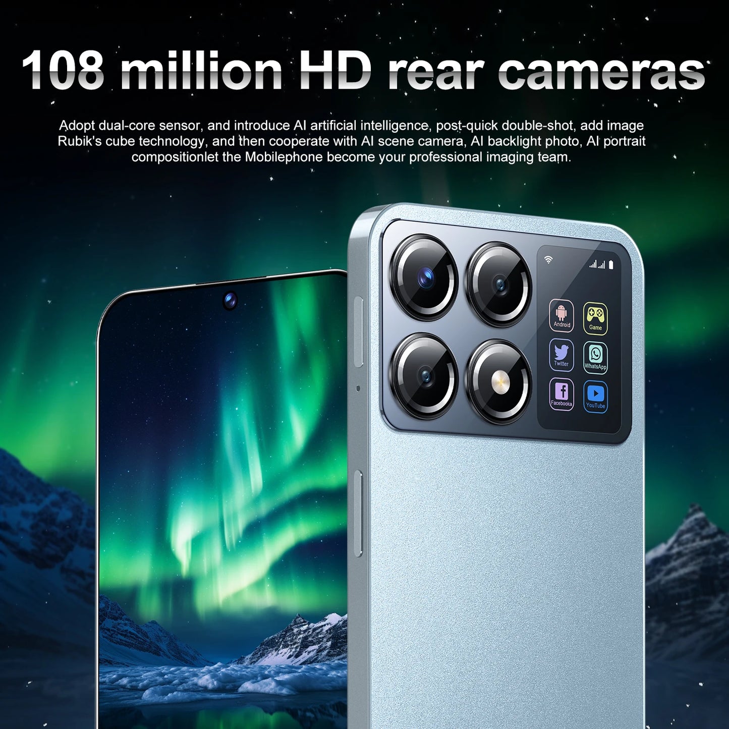 هاتف ذكي جديد X7 Pro الإصدار العالمي لعام 2024 بشاشة كاملة 7.3 بوصة وذاكرة وصول عشوائي 16 تيرابايت + 1 تيرابايت وبطارية 7800 مللي أمبير في الساعة وكاميرا بدقة 108 ميجابكسل