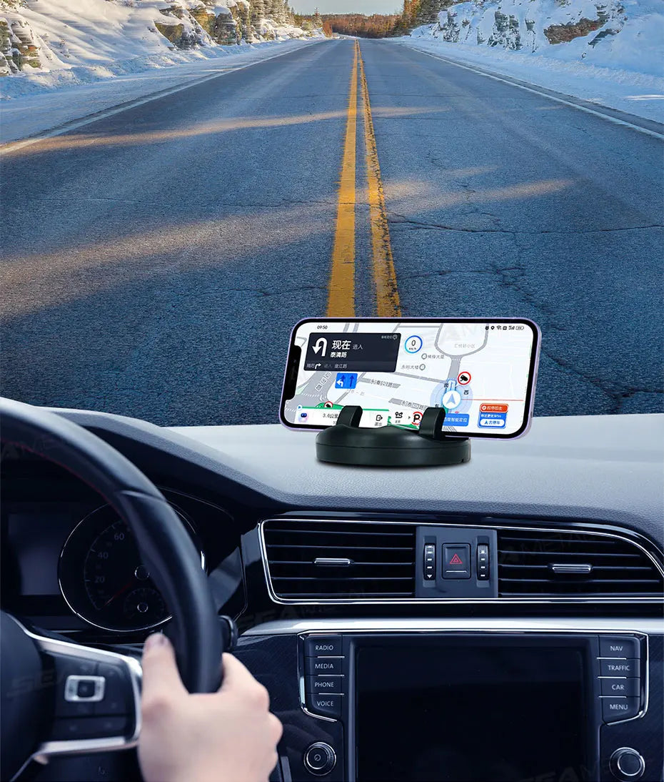 SEAMETAL Head-Up Car Phone Mount Flexible Rotation Phone Holder Stable Anti-Slip Rubber Smartphone Support Universal for 4-7 in