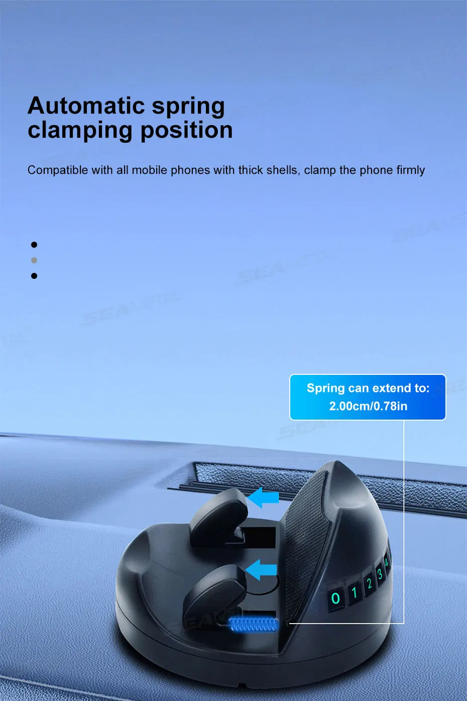 SEAMETAL Head-Up Car Phone Mount Flexible Rotation Phone Holder Stable Anti-Slip Rubber Smartphone Support Universal for 4-7 in