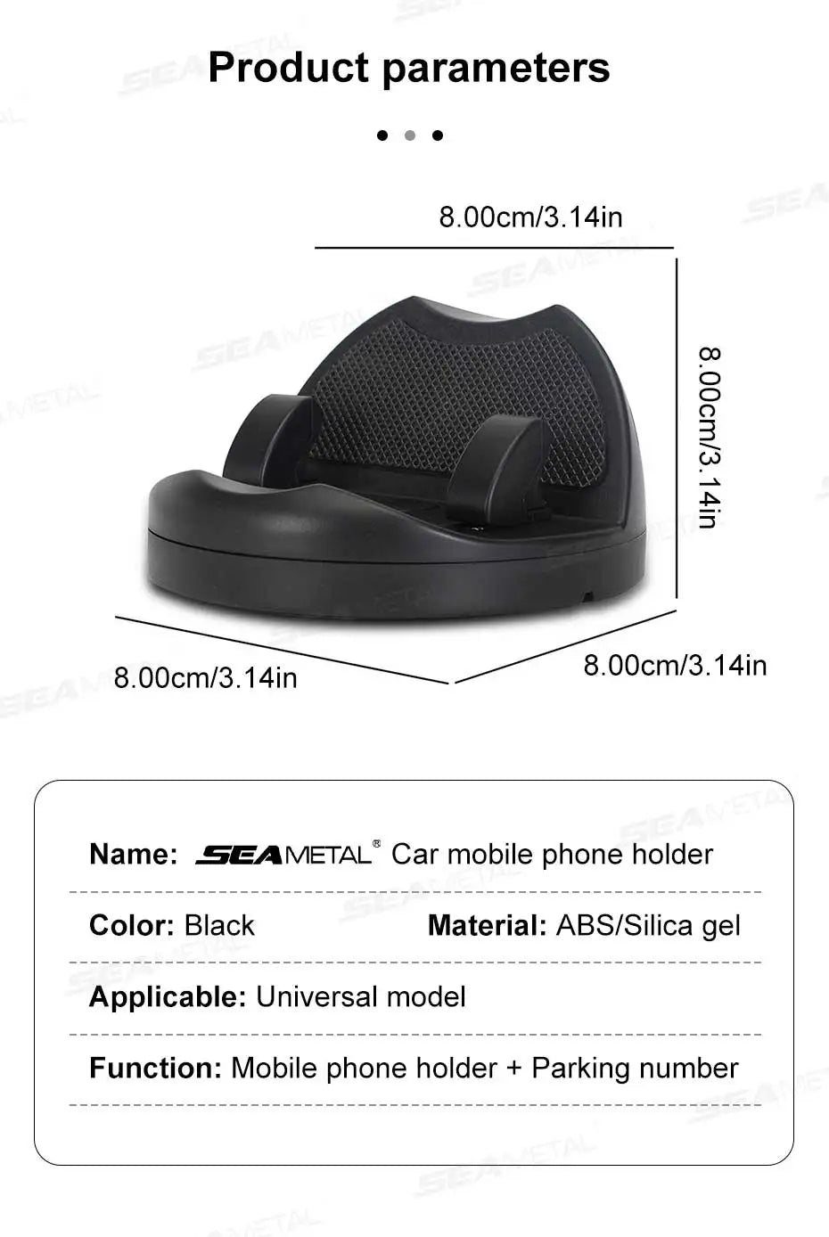 SEAMETAL Head-Up Car Phone Mount Flexible Rotation Phone Holder Stable Anti-Slip Rubber Smartphone Support Universal for 4-7 in