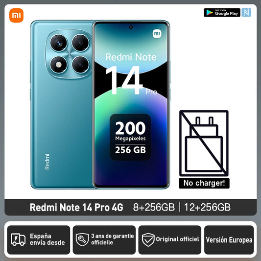 Xiaomi Redmi Note 14 Pro 4G European Version 8+256GB MediaTek Helio G100-Ultra 6.67" AMOLED Display 120Hz  200MP OIS Main Camera 45W Charging, 5500mAh Battery, IP64, NFC