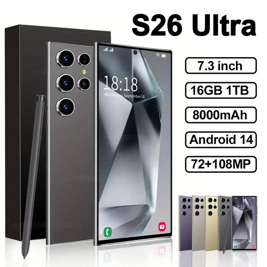 2025 New S26 Ultra Smartphone Original 7.3 Inch Celulares Android Moblie Phones Unlocked 5G Dual Sim Global Version CellPhones