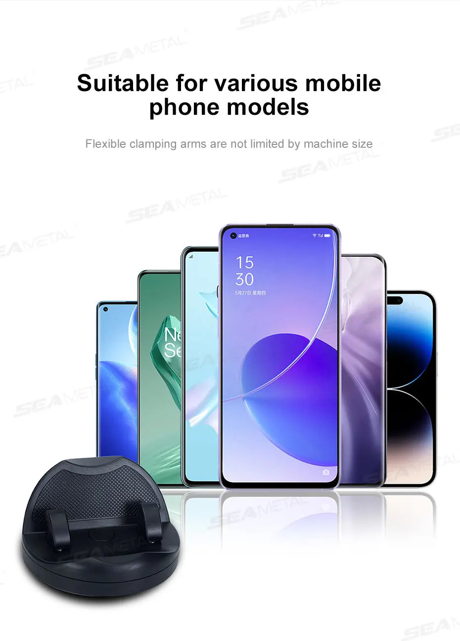 SEAMETAL Head-Up Car Phone Mount Flexible Rotation Phone Holder Stable Anti-Slip Rubber Smartphone Support Universal for 4-7 in