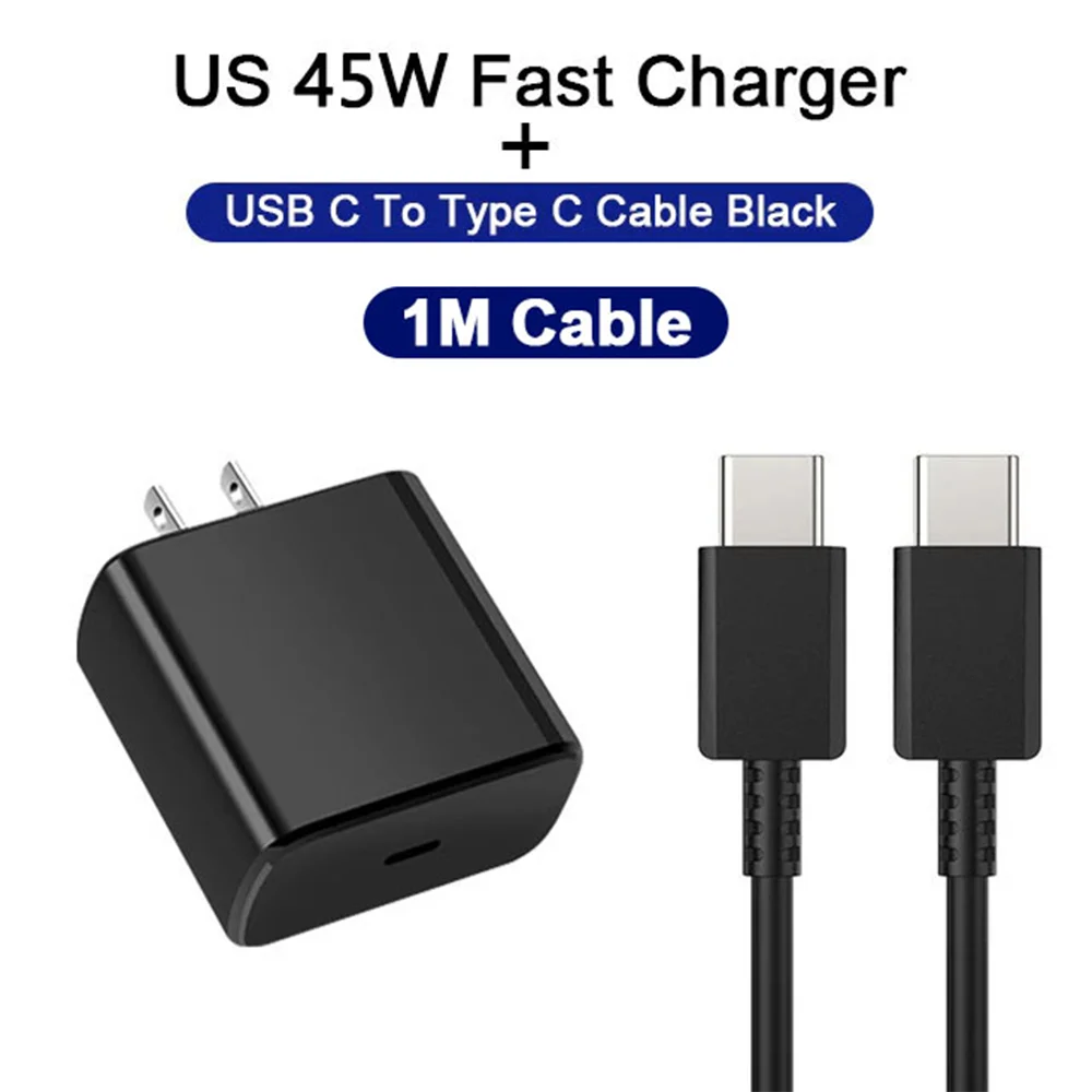 45W PD Charger Super Fast Charging For Samsung Galaxy S24 S23 Ultra Note Mobile Phone Type C Quick Charge Adapter Data Cable Set
