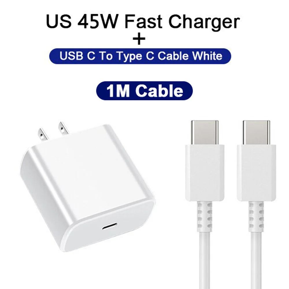 45W PD Charger Super Fast Charging For Samsung Galaxy S24 S23 Ultra Note Mobile Phone Type C Quick Charge Adapter Data Cable Set