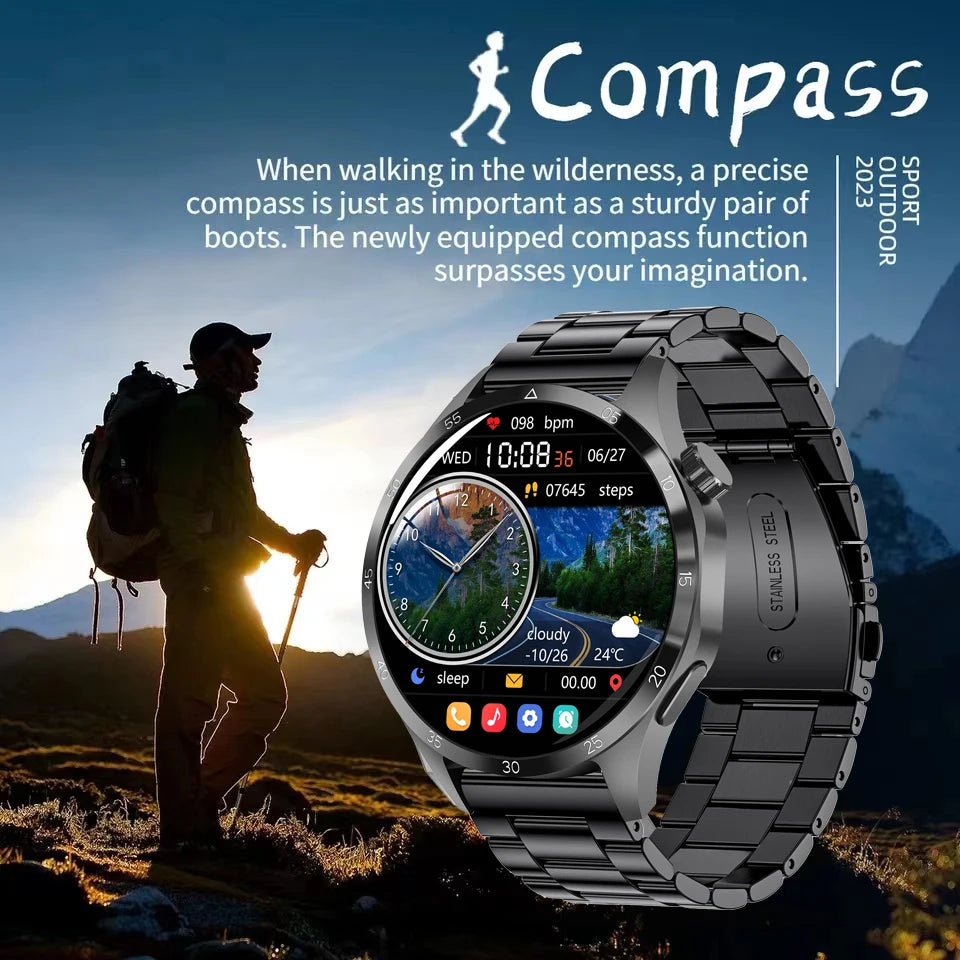 2025 For Android GT4 Pro GPS NFC Smart Watch Men 360*360 AMOLED Screen Heart rate Bluetooth Call IP68 Waterproof Man Smartwatch