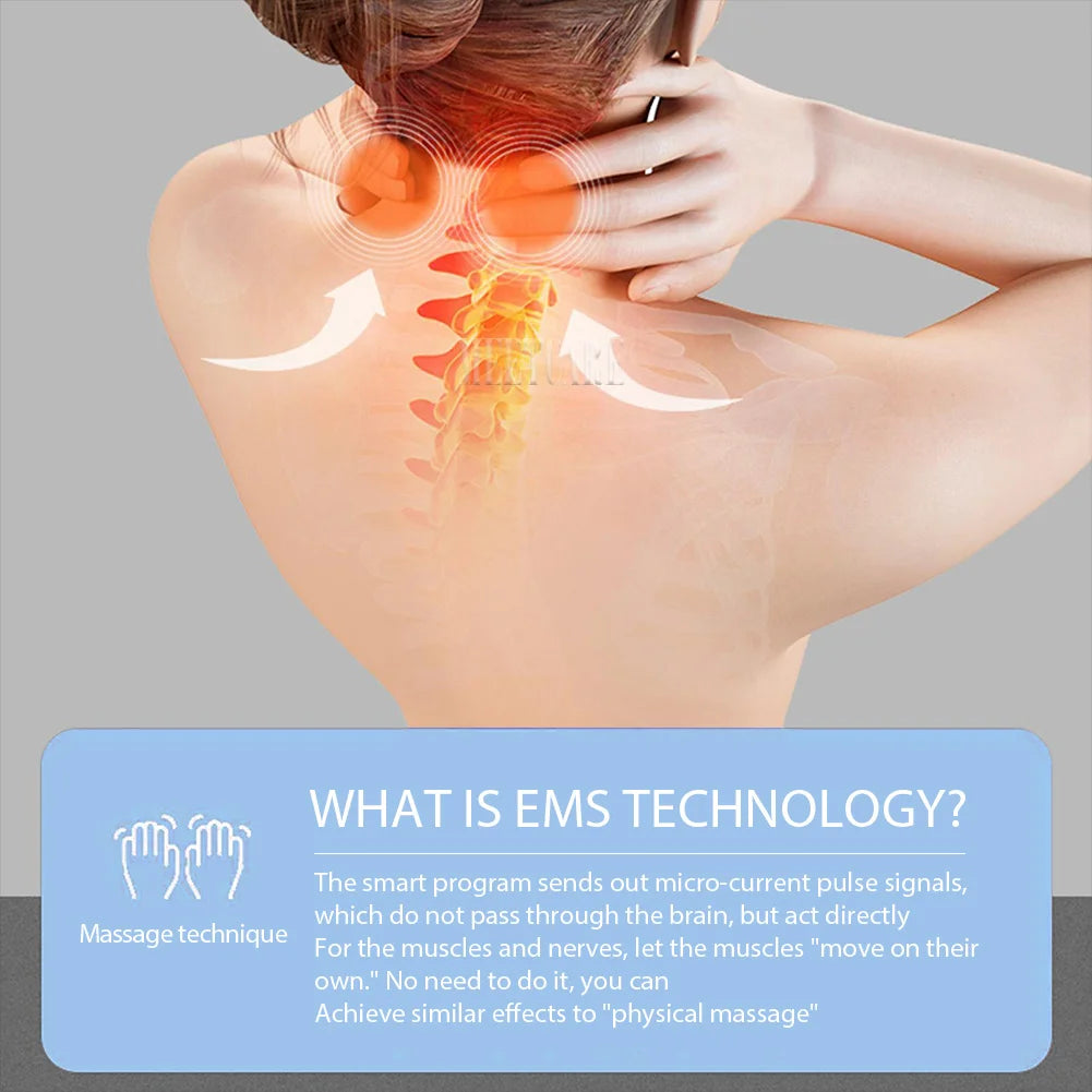 TENS Pulse Back Neck Massage Wireless Smart Sholder Cervical Massager Heating Relief  Pain Muscle Punch Beating Health