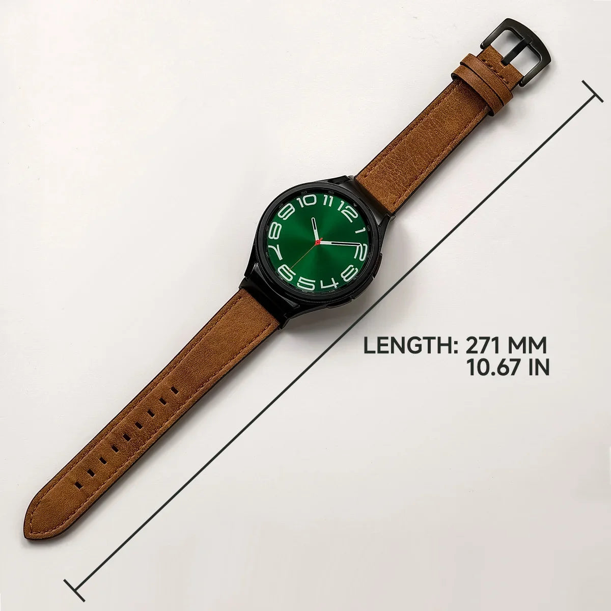 No Gap Leather Strap for Samsung Galaxy Watch 7 6 5 4 40mm 44mm 6Classic 43mm 47mm Watchband Bracelet for Galaxy Watch 5Pro 45mm