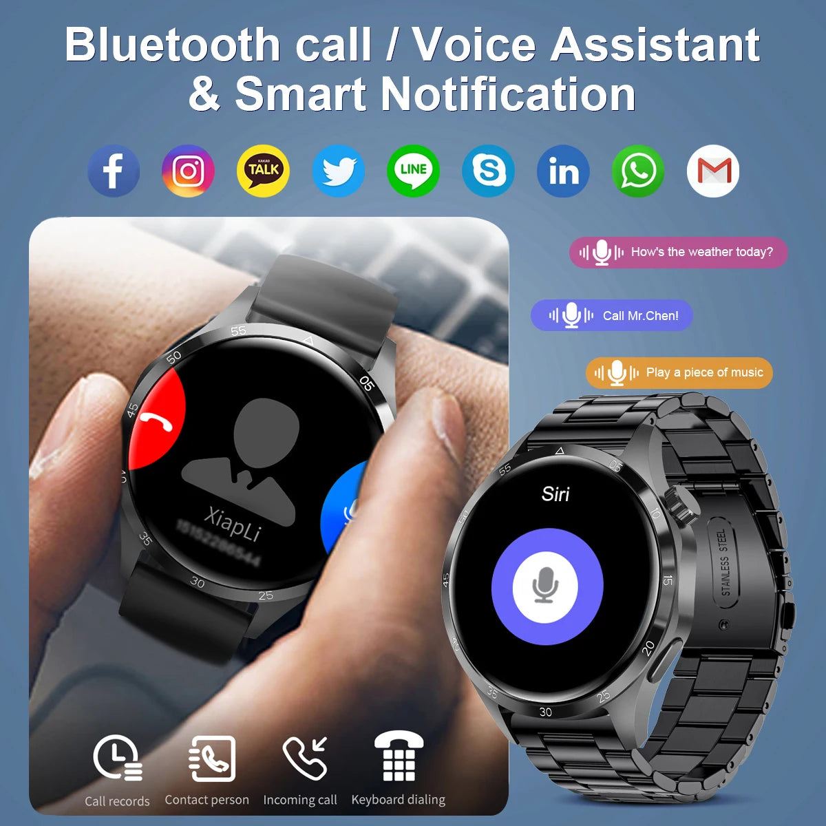 2025 For Android GT4 Pro GPS NFC Smart Watch Men 360*360 AMOLED Screen Heart rate Bluetooth Call IP68 Waterproof Man Smartwatch