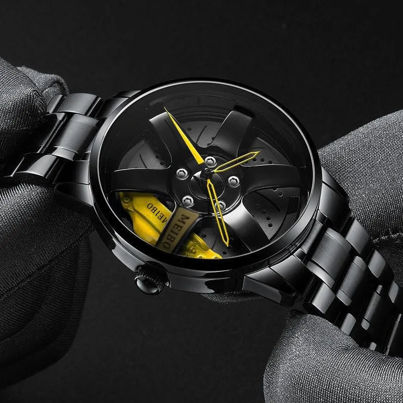 Men Hollow Race Car Business  Quartz Watch Analog Fashion Stainless Steel Watches