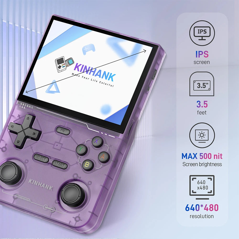 KINHANK Open Source K36 Retro Handheld Video Game Console 16000 Games Emulator for PS1/PSP/DC/N64/SS 500nit 3.5 Inch IPS Screen