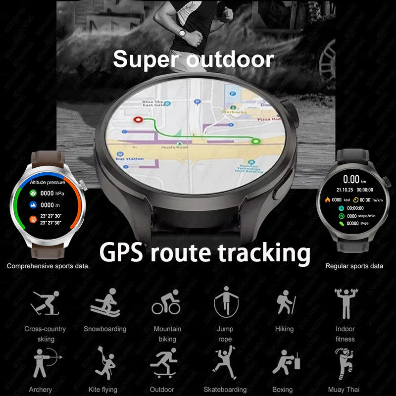ساعة هواوي الذكية الرياضية الخارجية الجديدة لعام 2024 للرجال بشاشة AMOLED وNFC ونظام تحديد المواقع العالمي (GPS) وبوصلة ومعدل ضربات القلب ومقاومة للماء وبلوتوث وساعة ذكية للاتصال