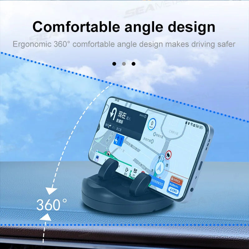 SEAMETAL Head-Up Car Phone Mount Flexible Rotation Phone Holder Stable Anti-Slip Rubber Smartphone Support Universal for 4-7 in