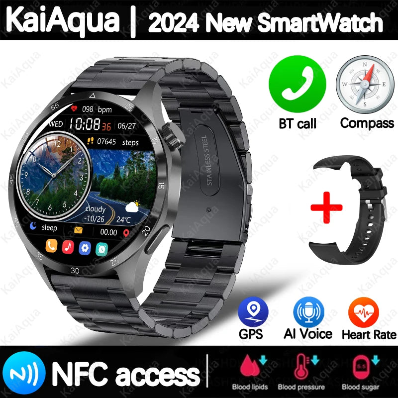 2025 For Android GT4 Pro GPS NFC Smart Watch Men 360*360 AMOLED Screen Heart rate Bluetooth Call IP68 Waterproof Man Smartwatch