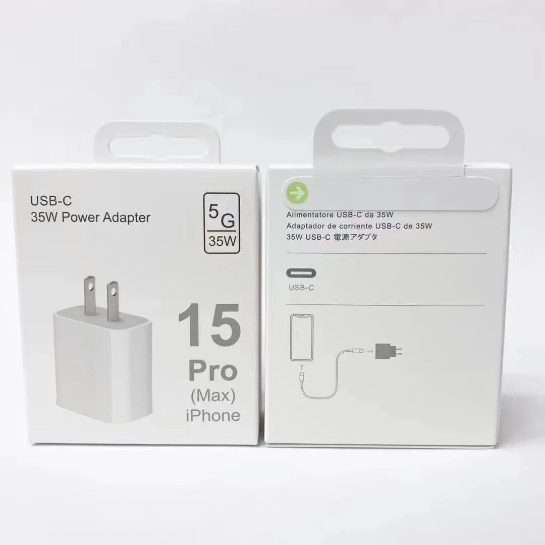 35W PD Fast Wall Charger for iPhone 15 14 Plus 11 12 13 Pro Max X XR XS 8 EU US Plug Quick Charging USB-C Power Adapter With Box