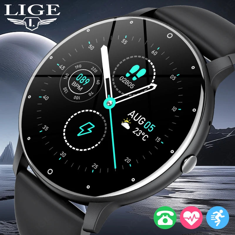LIGE Smart Watch 2024 Bluetooth Call Smartwatch Fitness Tracker Heart Rate Monitor Sports Man Woman SmartWatches For Android IOS