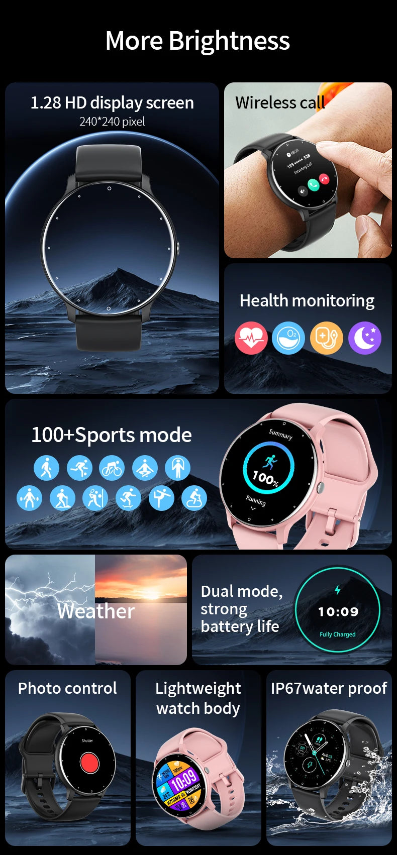 LIGE Smart Watch 2024 Bluetooth Call Smartwatch Fitness Tracker Heart Rate Monitor Sports Man Woman SmartWatches For Android IOS