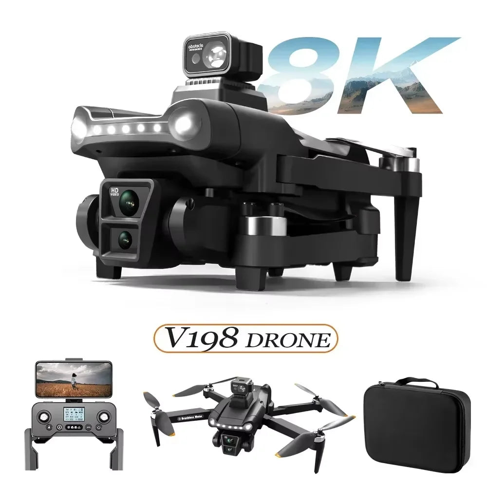 طائرة بدون طيار أصلية V198GPS ESC 8K احترافية بدون فرشاة ليزر تجنب العوائق بصرية جوية قابلة للطي رباعية المراوح صغيرة بدون طيار جديدة