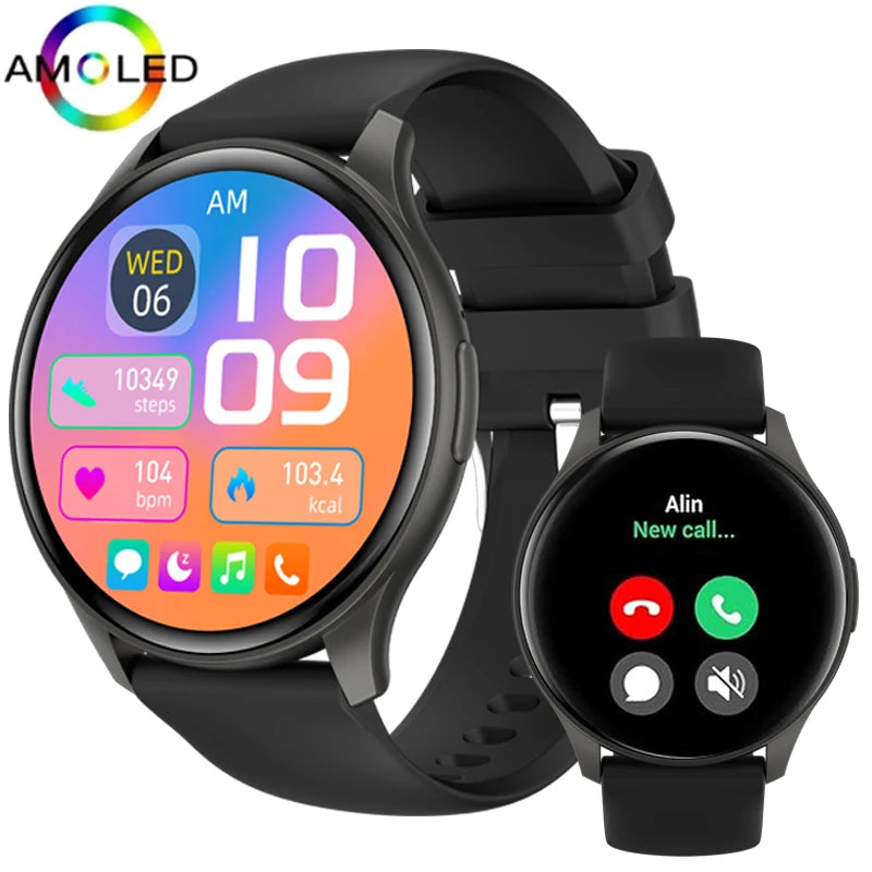 2025 True AMOLED Smart Watch Ladies Screen Always Show Time 466*466 HD Health Tracker Voice Calling Smartwatch Women