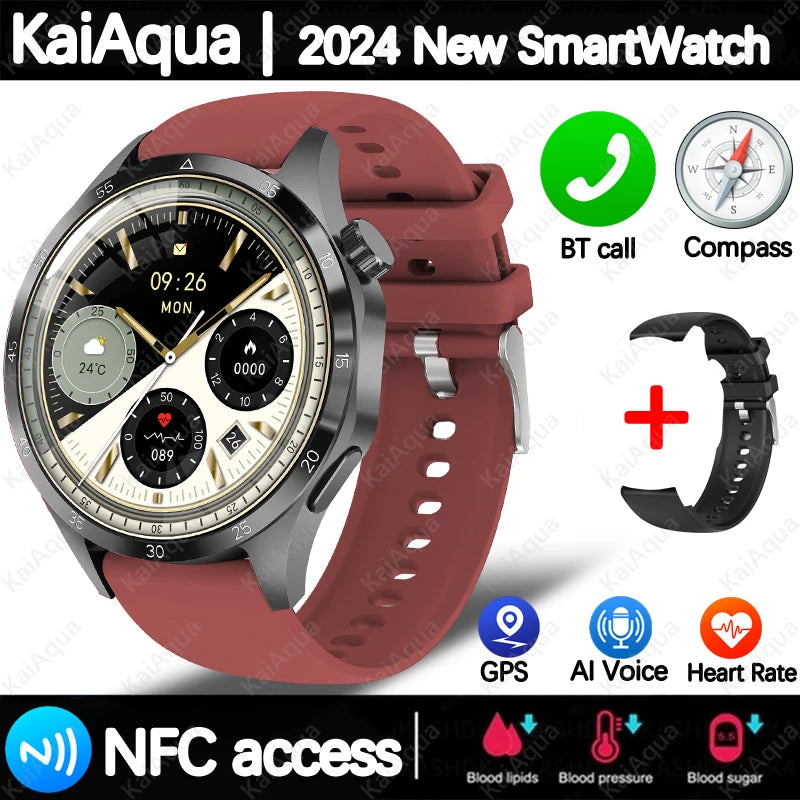2025 For Android GT4 Pro GPS NFC Smart Watch Men 360*360 AMOLED Screen Heart rate Bluetooth Call IP68 Waterproof Man Smartwatch