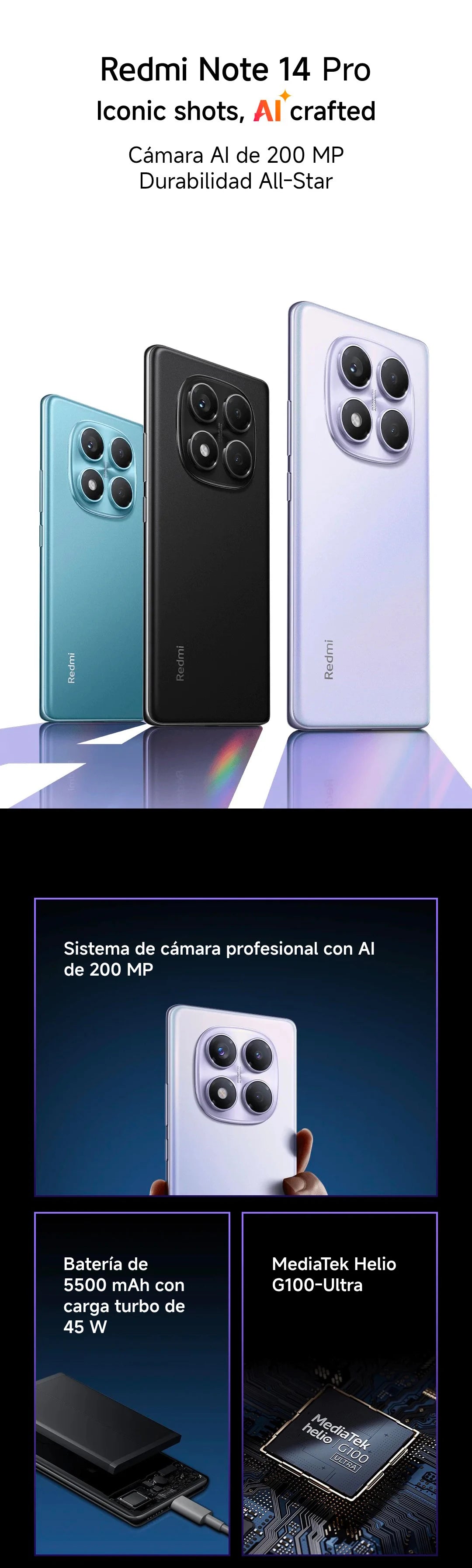 شاومي ريدمي نوت 14 برو 4G النسخة الأوروبية 8+256 جيجابايت MediaTek Helio G100-Ultra شاشة AMOLED مقاس 6.67 بوصة 120 هرتز 200 ميجابكسل OIS كاميرا رئيسية شحن 45 واط، بطارية 5500 مللي أمبير، IP64، NFC
