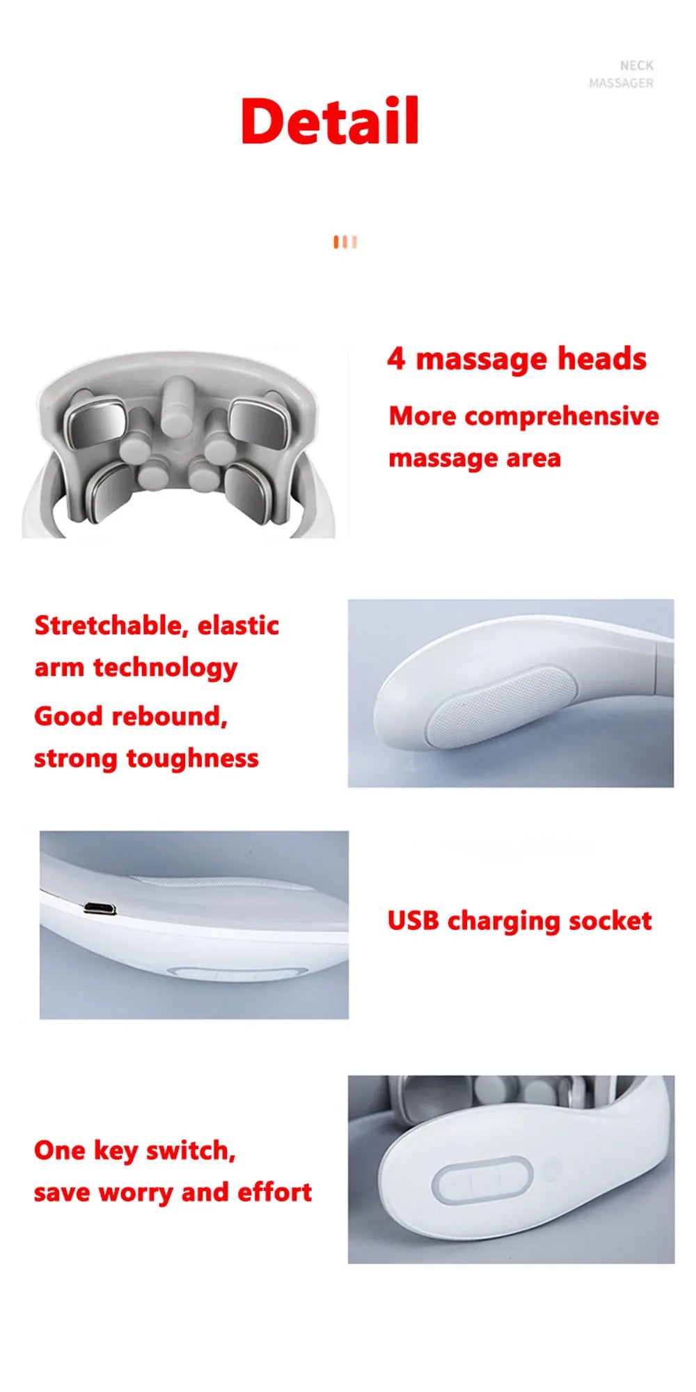 Smart Neck Massage Instrument Portable Shoulder Neck Massage Cervical Vertebra Health Care Vibrator Heating Compress Massage