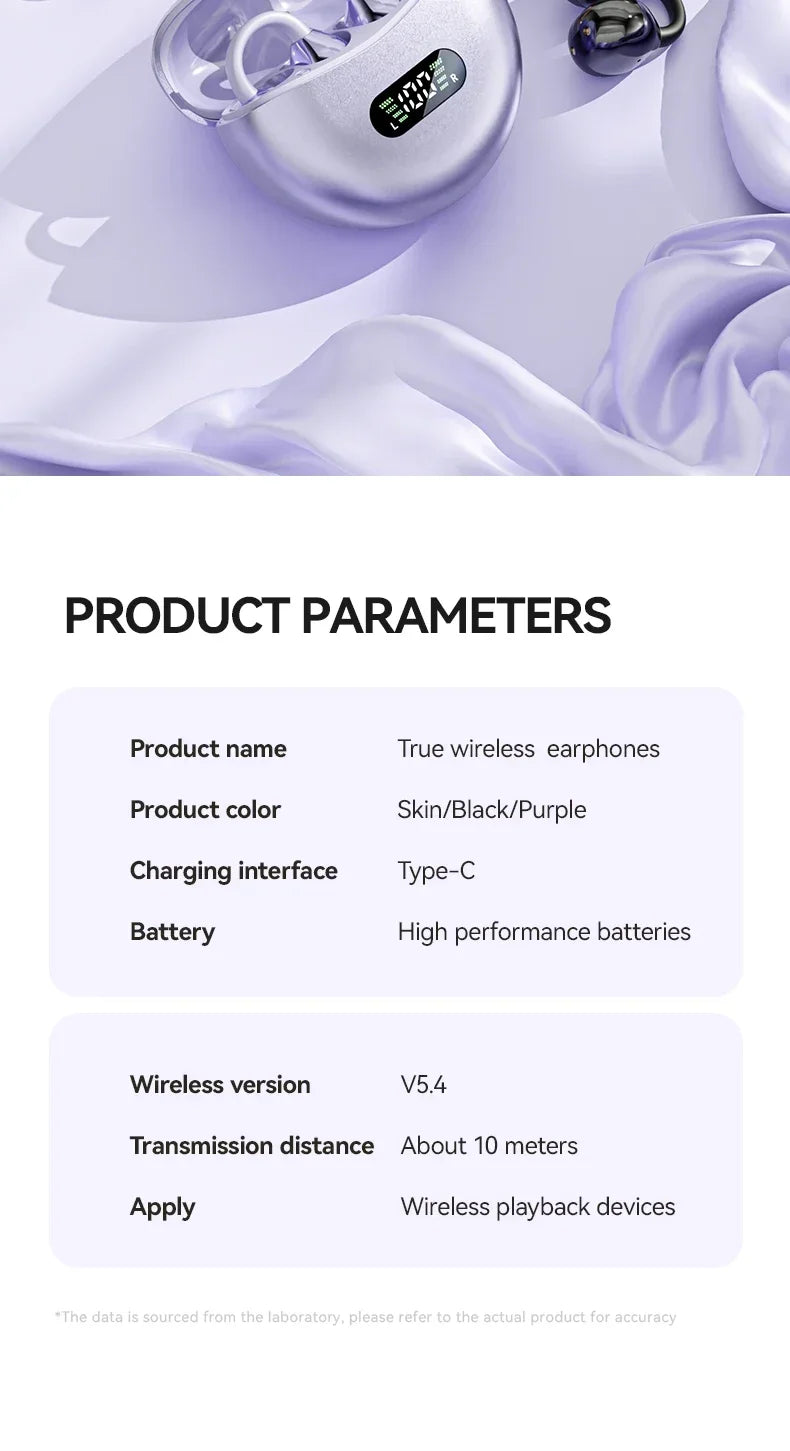 Xiaomi M79 Bone Conduction Earphones Bluetooth 5.4 Earbuds Clip on Ear Comfortable Waterproof Sport Digital Display Headsets
