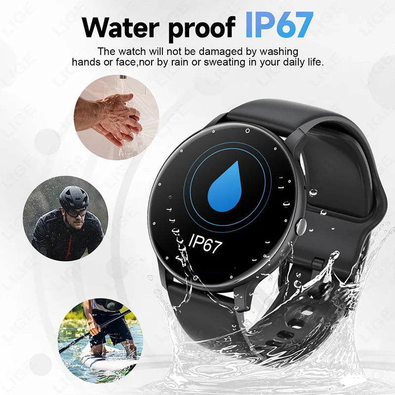 LIGE Smart Watch 2024 Bluetooth Call Smartwatch Fitness Tracker Heart Rate Monitor Sports Man Woman SmartWatches For Android IOS