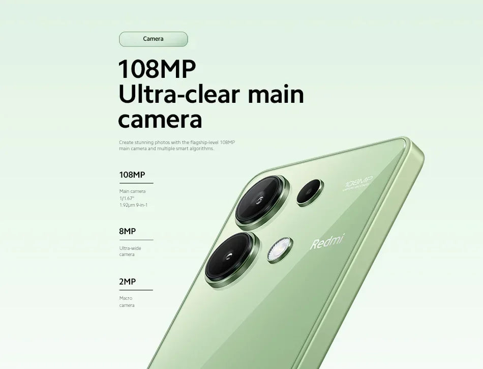 Global Version Xiaomi Redmi Note 13 Smartphone 6.67 Inch 120hz AMOLED Screen Snapdragon 685 108MP Triple Camera 5000mAh