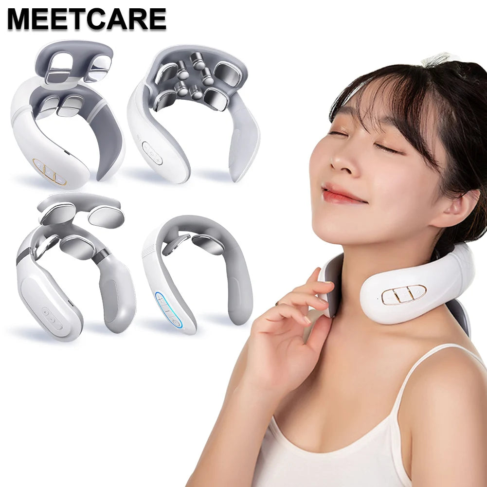 TENS Pulse Back Neck Massage Wireless Smart Sholder Cervical Massager Heating Relief  Pain Muscle Punch Beating Health