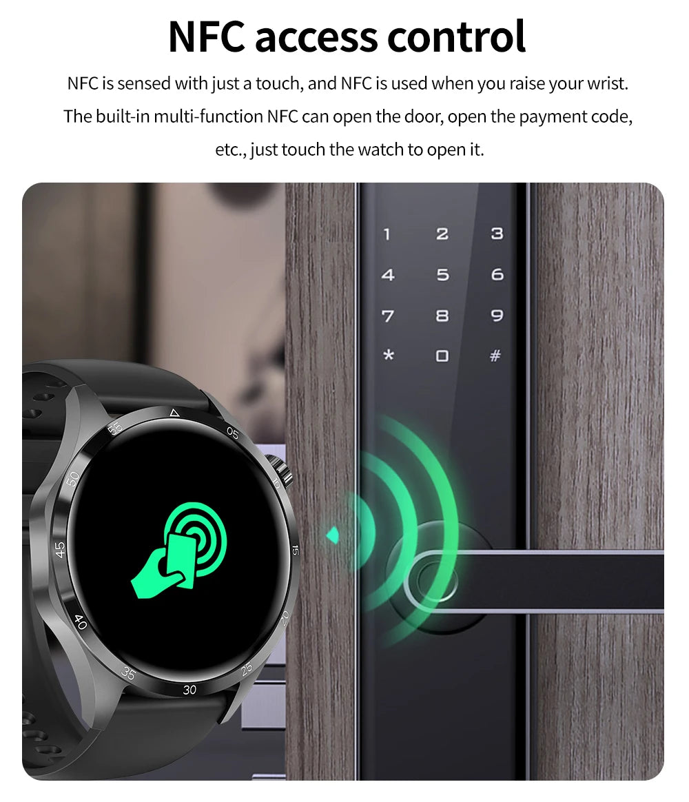 2025 For Android GT4 Pro GPS NFC Smart Watch Men 360*360 AMOLED Screen Heart rate Bluetooth Call IP68 Waterproof Man Smartwatch