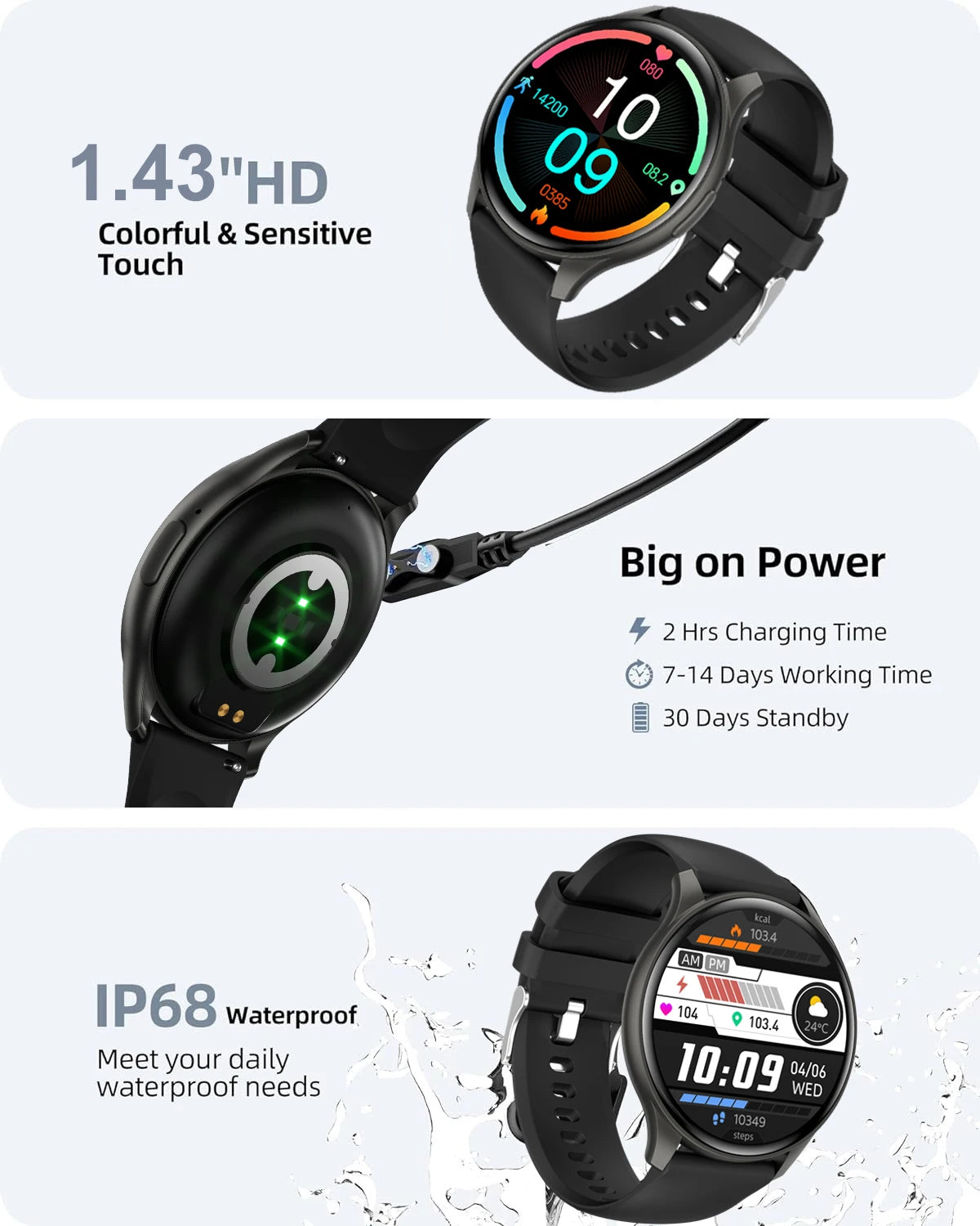 2025 True AMOLED Smart Watch Ladies Screen Always Show Time 466*466 HD Health Tracker Voice Calling Smartwatch Women