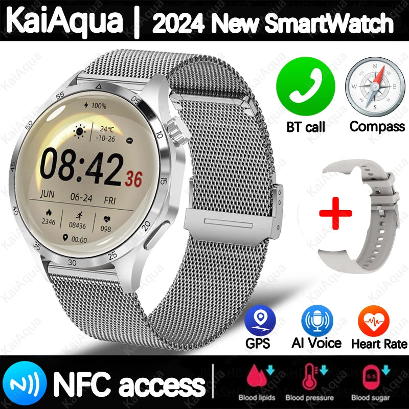 2025 For Android GT4 Pro GPS NFC Smart Watch Men 360*360 AMOLED Screen Heart rate Bluetooth Call IP68 Waterproof Man Smartwatch